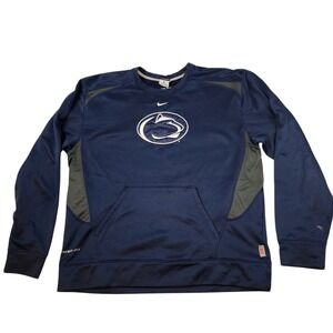 Penn State Nittany Lions Sweatshirt‎ Nike Therma Fit Fleece Mens Size Large Blue